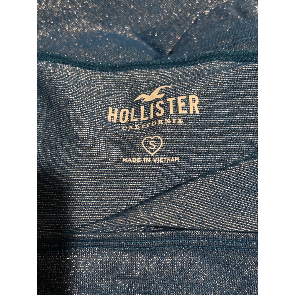 Hollister Crop Top Womens Small Blue New Glitter Square Neck Long Sleeve Corset - Picture 8 of 8